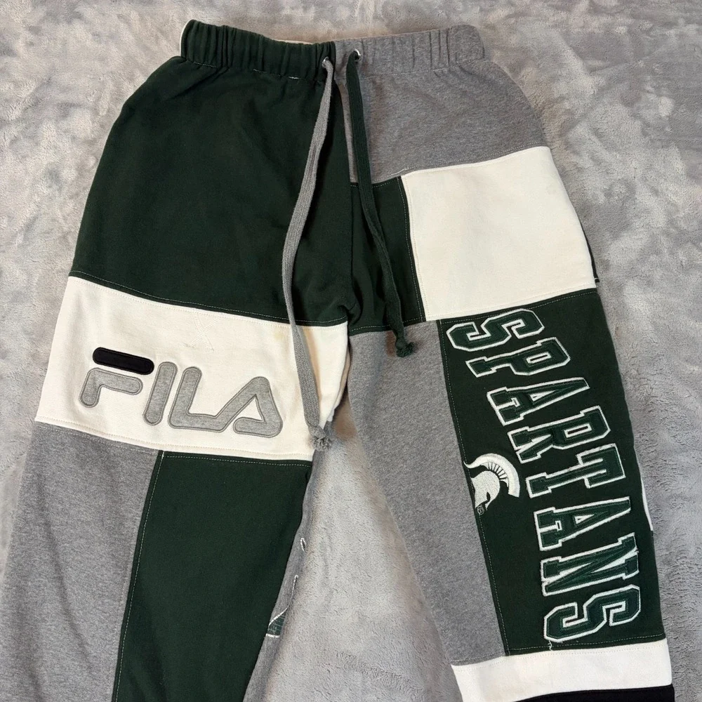 Vintage Michigan State Spartans Sweatpants Mens Small White NCAA Homemade - Picture 3 of 7